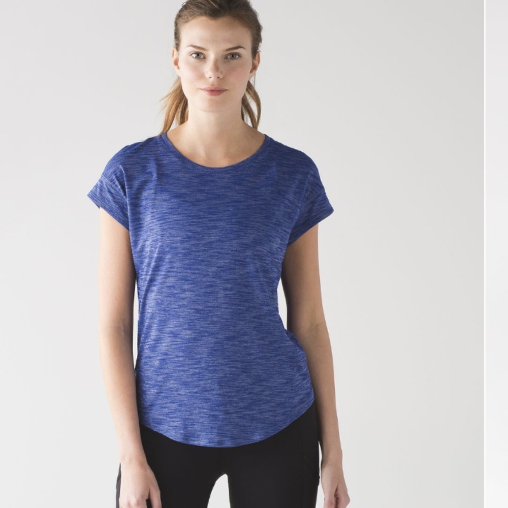 Lululemon Run Around Tee Heathered Sapphire Blue